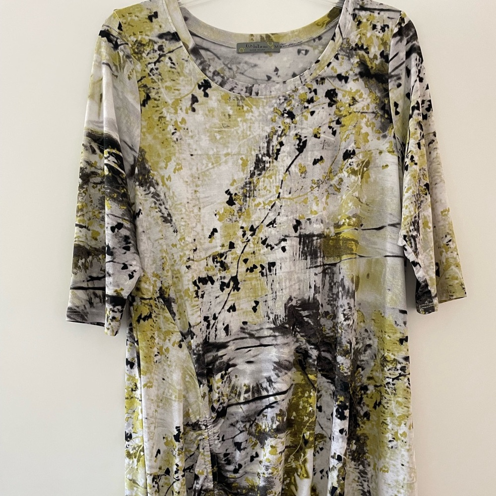 Chalet et Ceci Yellow and Black Chiff Dress with Runching Detail